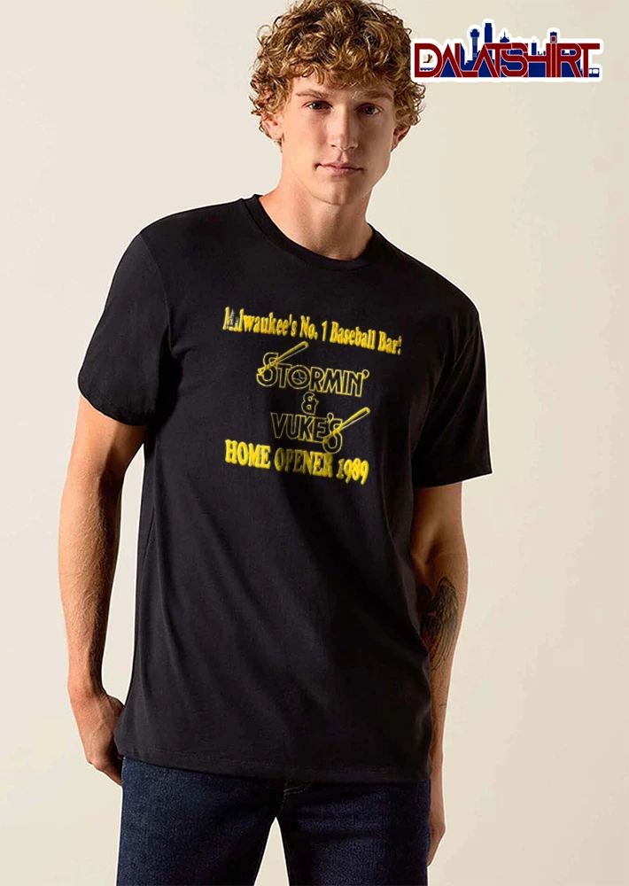 Milwaukees No 1 Baseball Bar Stormin And Vukes Home Opener 1989 Crossed Bats Ball Logo shirt