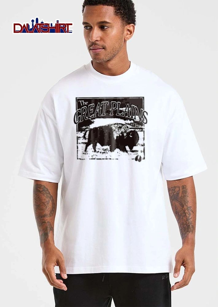 The Great Plains Distressed Grazing Bison Field Hoof Prints Frame shirt