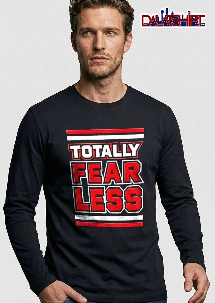 Totally Fearless Red White Stacked Athletic Block Typography Bars shirt