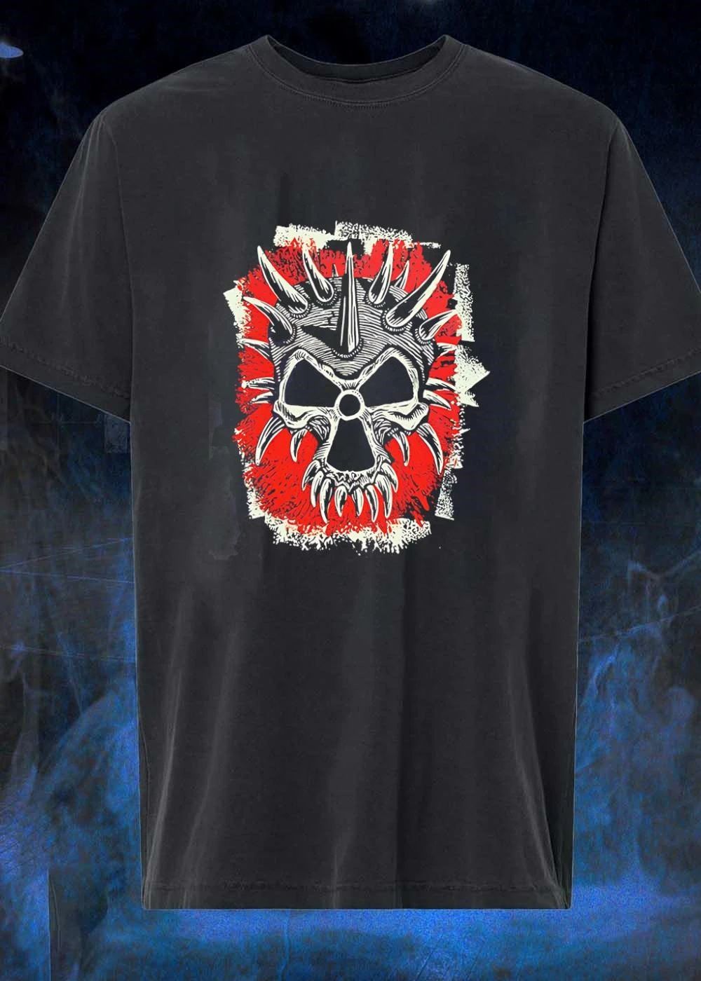 Punk Rock Spiked Skull Graphic T-Shirt