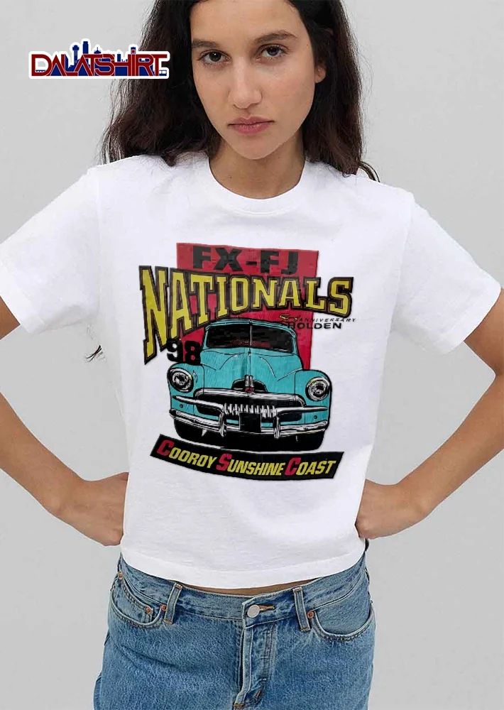 Holden Fx Fj Nationals Cooroy Sunshine Coast 50th Anniversary 98 Vintage Teal Classic Car Front View shirt