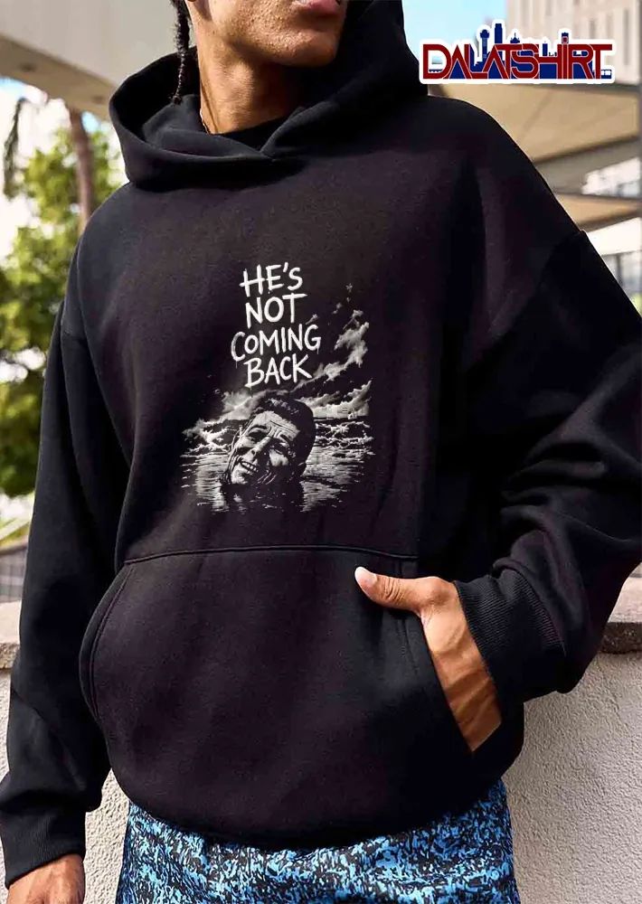 Hes Not Coming Back Ronald Reagan Head Submerged Ocean Waves Dark Sky shirt