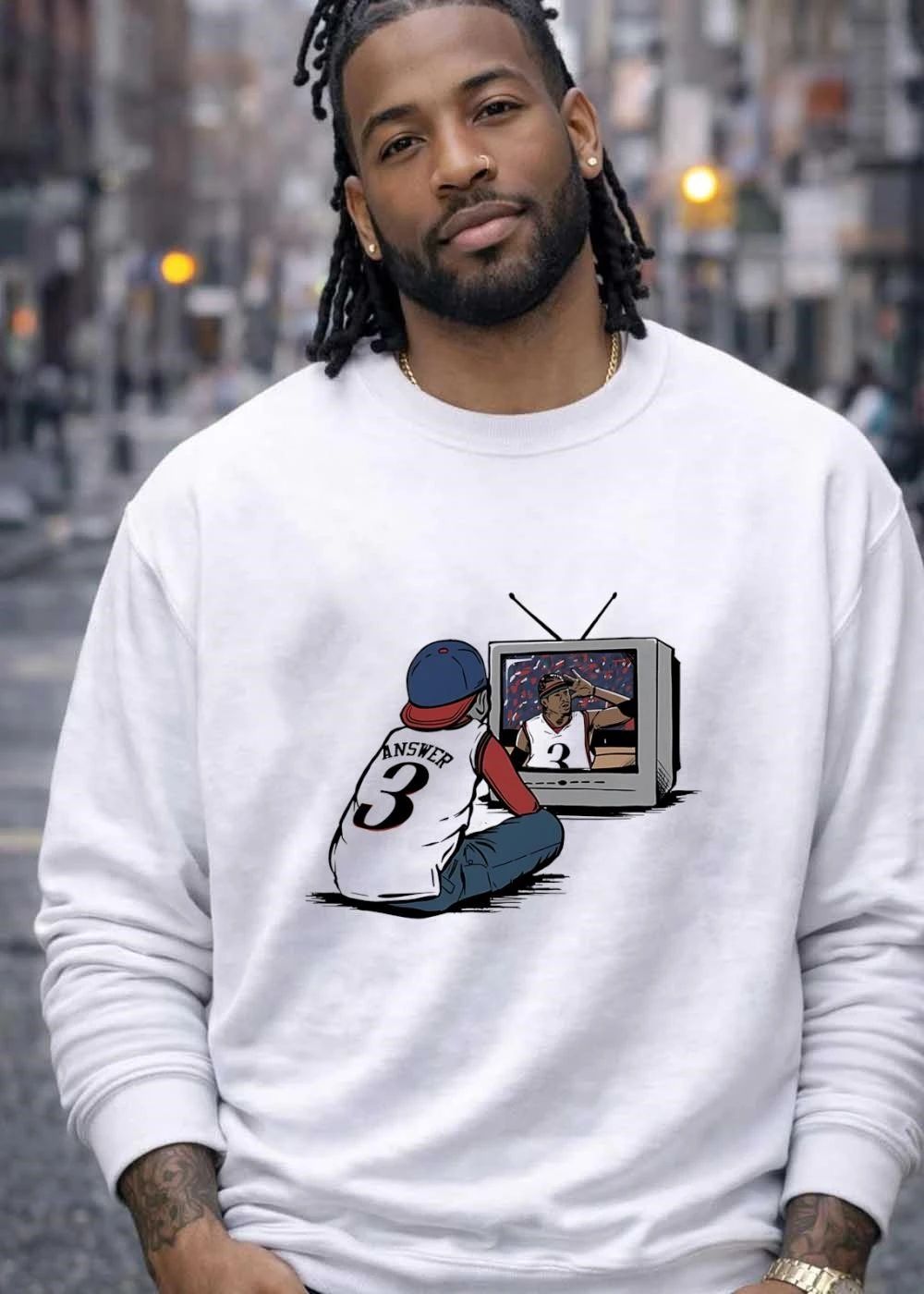 Allen Iverson Celebrating 3 Answer 76ers T-Shirt