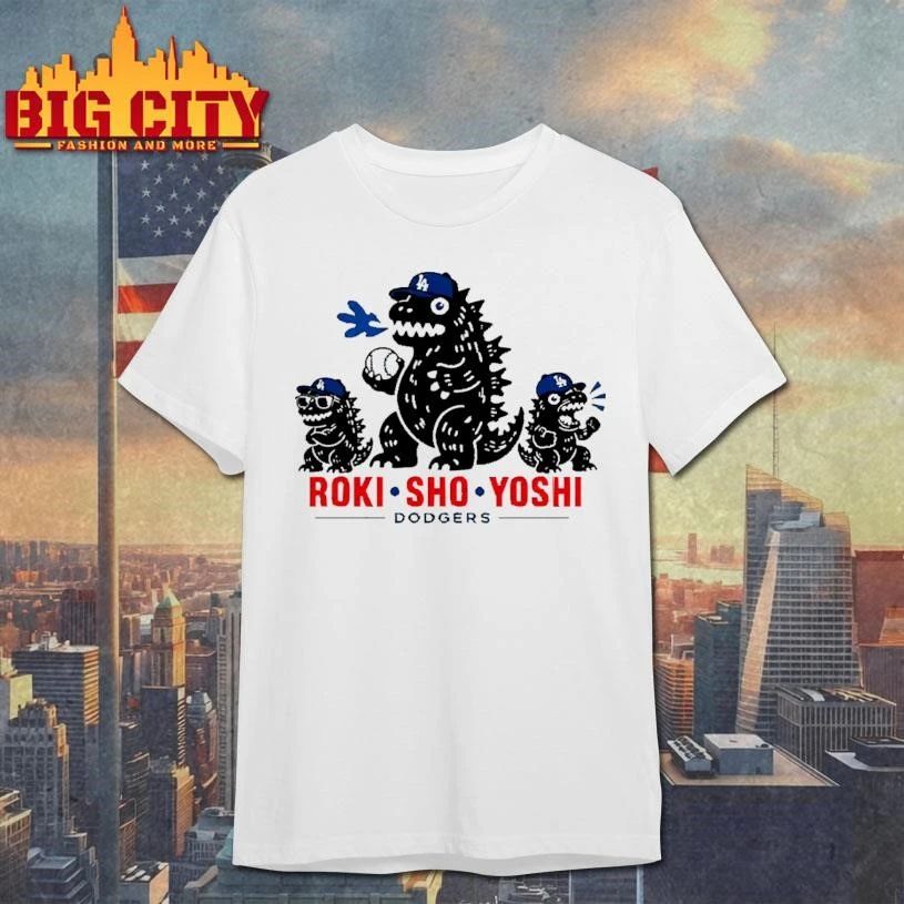 Roki Sho Yoshi Dodgers Cute Godzilla Trio Baseball Fan Game Day Shirt