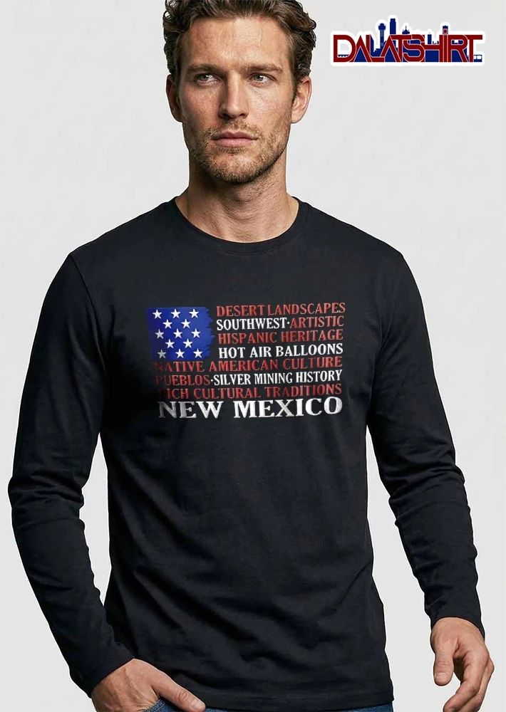 Desert Landscapes Hispanic Heritage Hot Air Balloons Native American Culture New Mexico Distressed US Flag shirt
