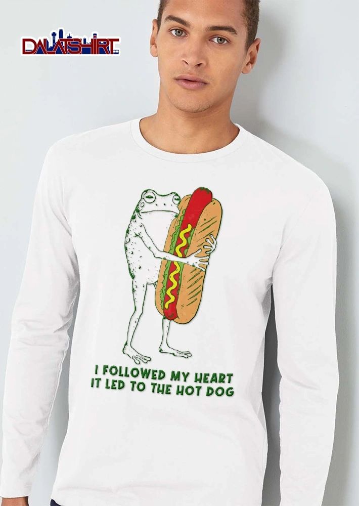 I Followed My Heart It Led To The Hot Dog Frog Hugging Giant Sausage Line Art shirt
