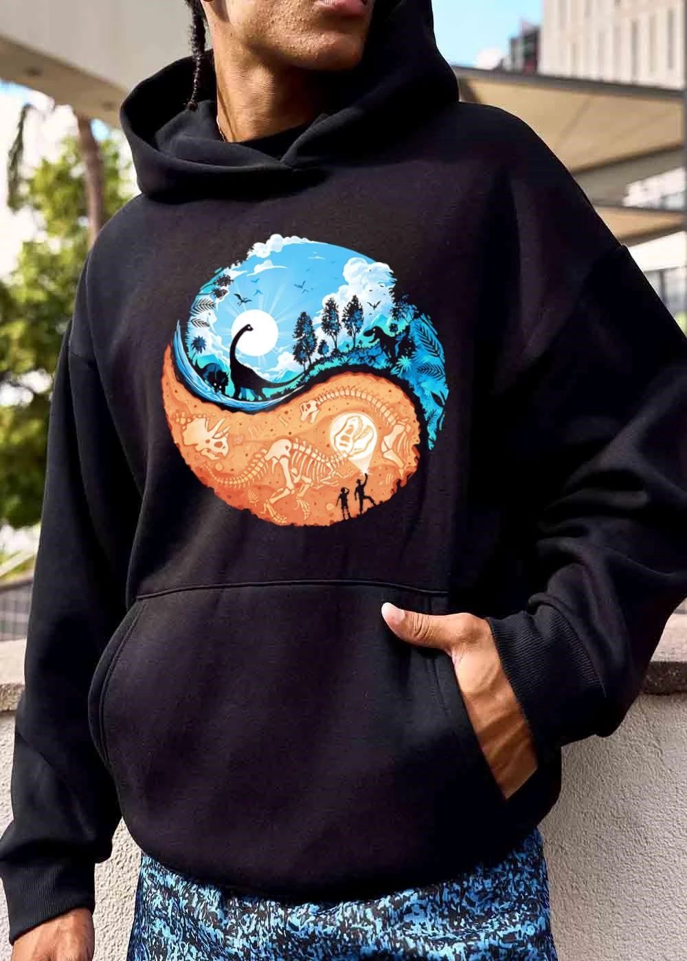 Yin Yang Prehistoric Dinosaurs Paleontologists Fossils Silhouette shirt