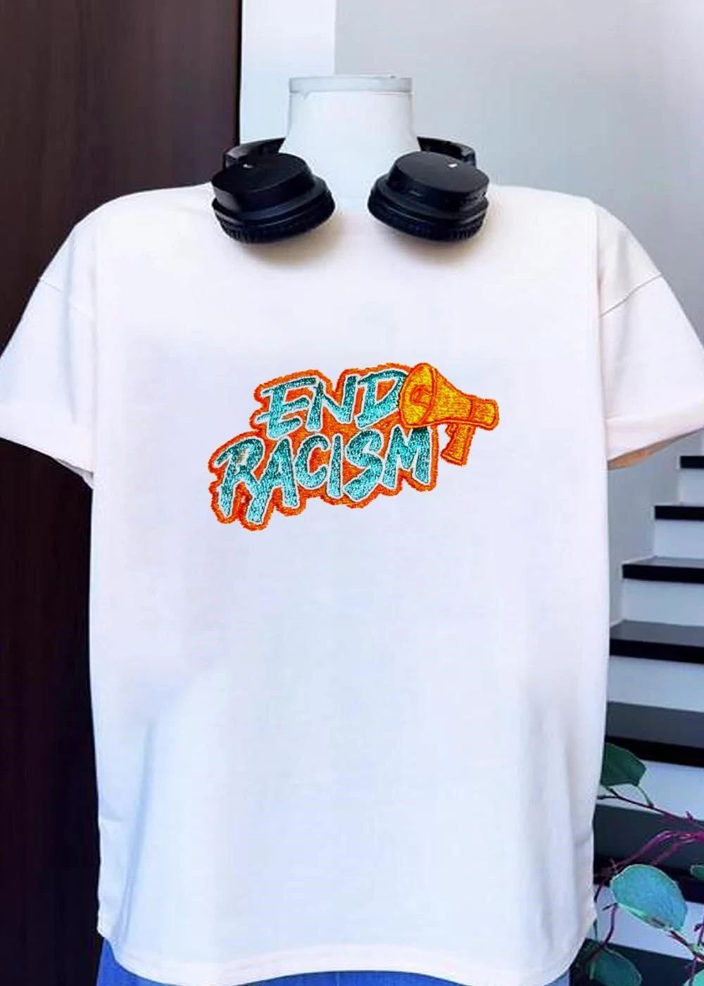 End Racism Patch Embroidered Iron On Applique Shirt