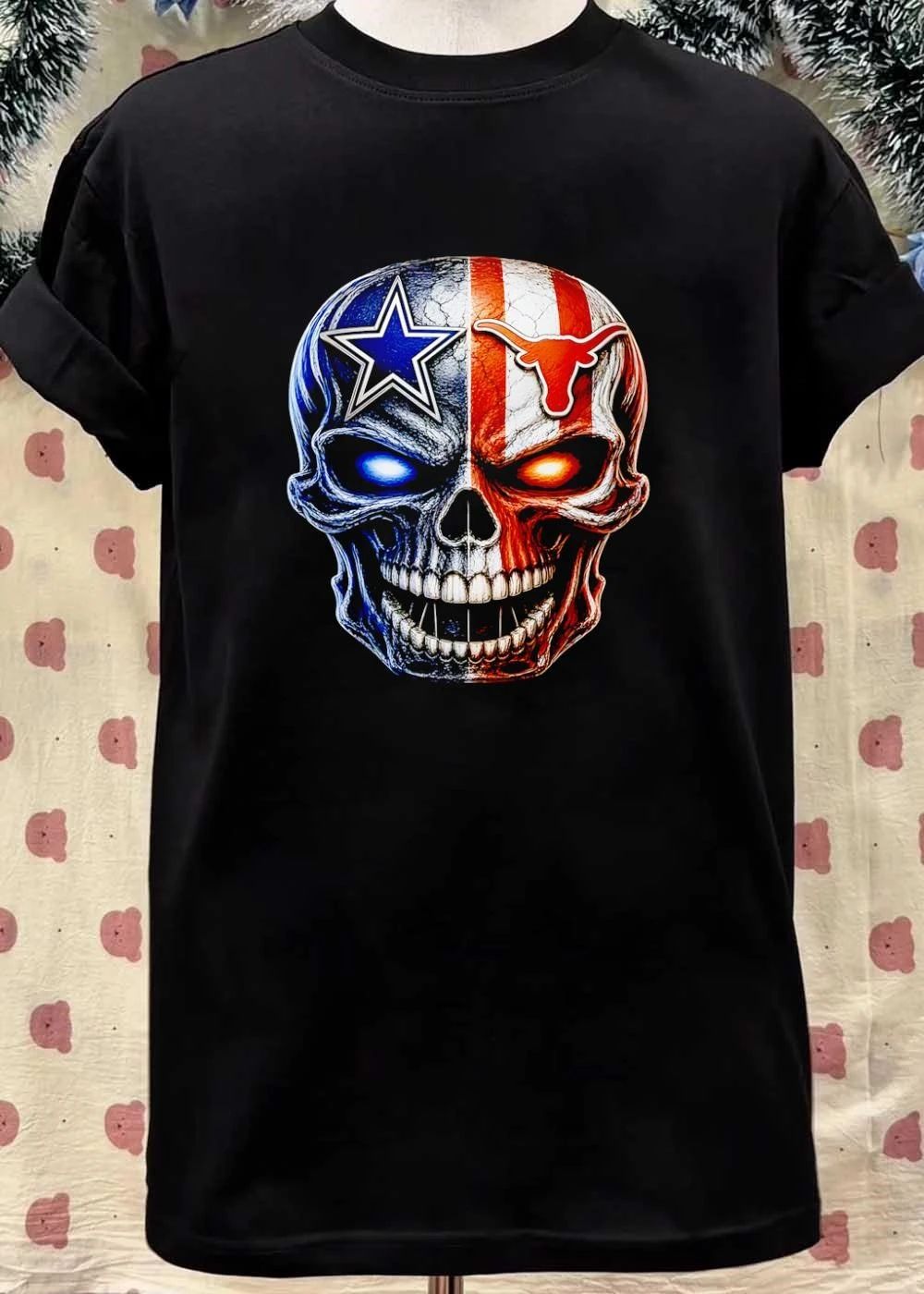 Skull Art Dallas Cowboys Texas Longhorns T-Shirt