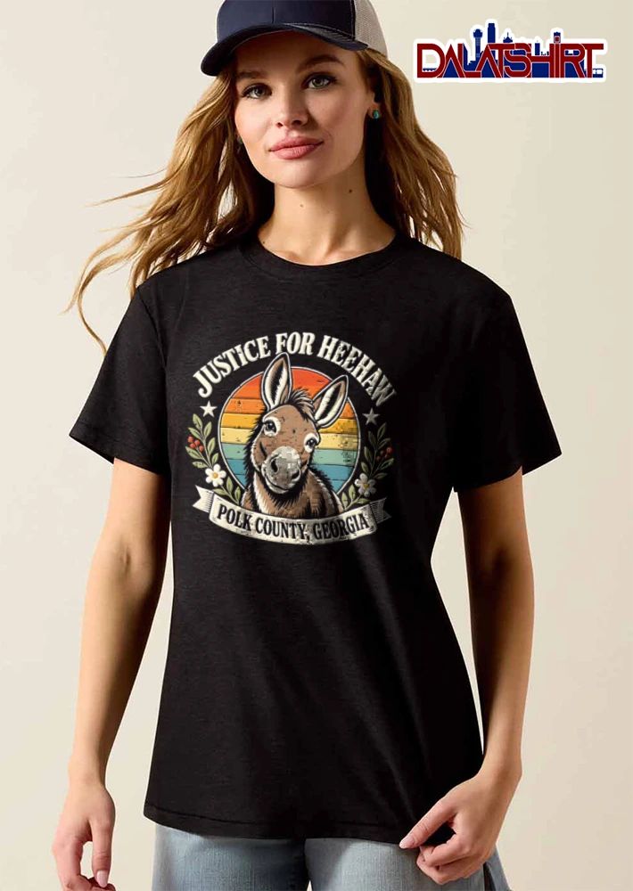 Justice For Heehaw Polk County Georgia Retro Donkey Portrait Striped Sunset shirt