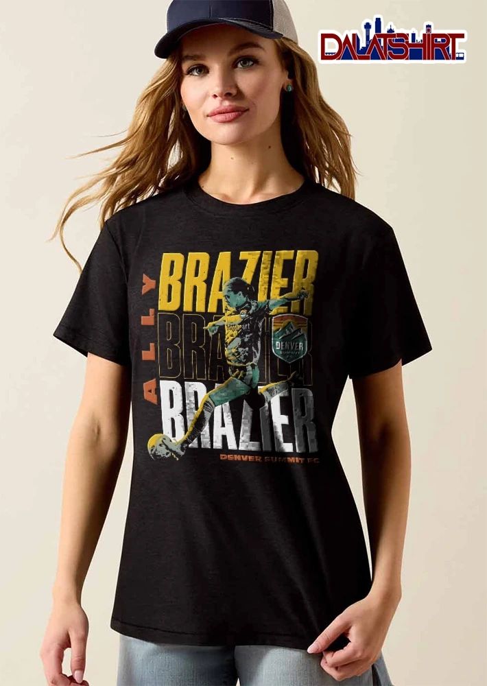 Denver Summit Fc Ally Brazier Female Soccer Player Kicking Ball Crest Distressed Typography shirt