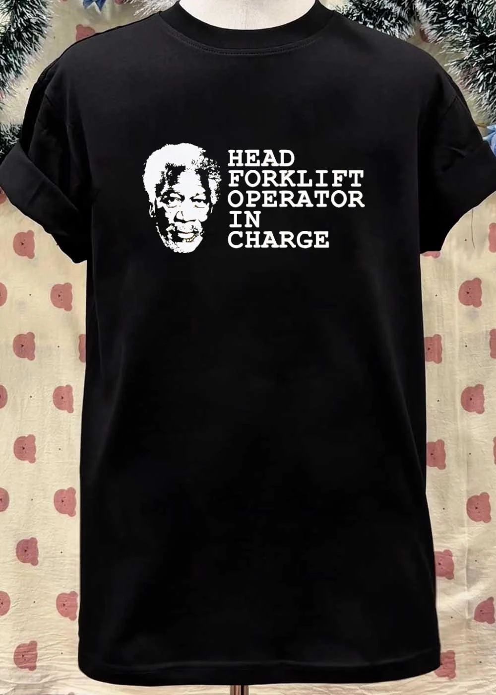 Morgan Freeman Head Forklift Operator in Charge shirt