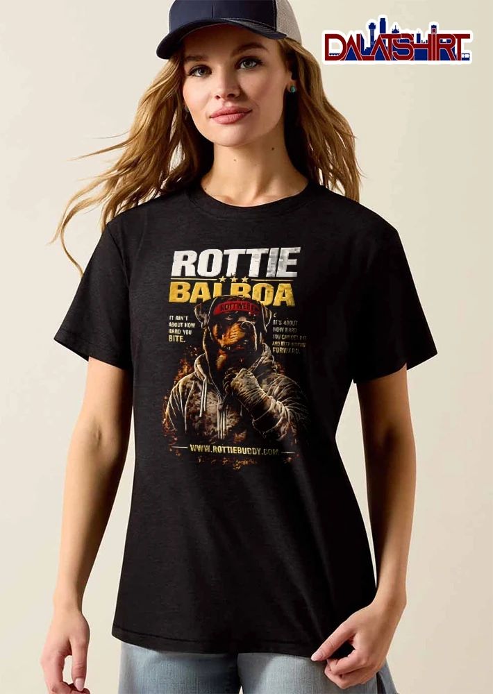 Rottie Buddy Balboa It Aint About How Hard You Bite Rottweiler Boxer Hoodie Wrapped Hands shirt