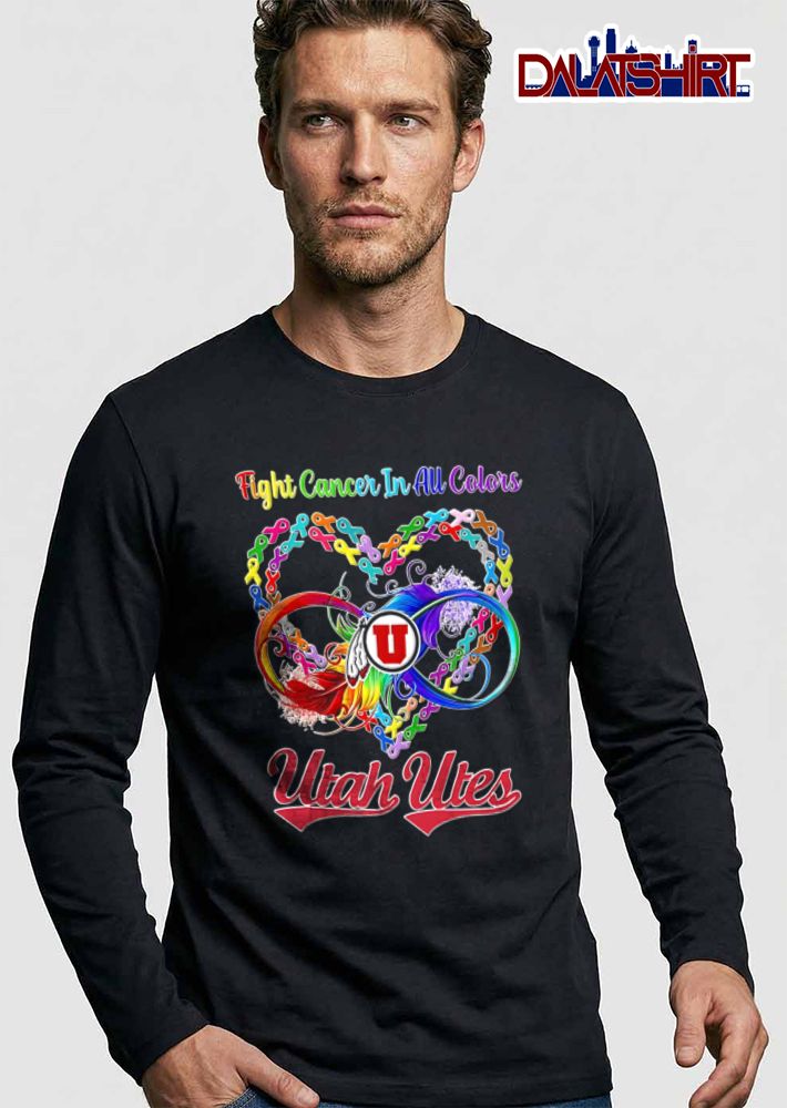 Utah Utes NCAA Fight Cancer In All Colors Awareness Ribbons Heart Infinity Feather shirt