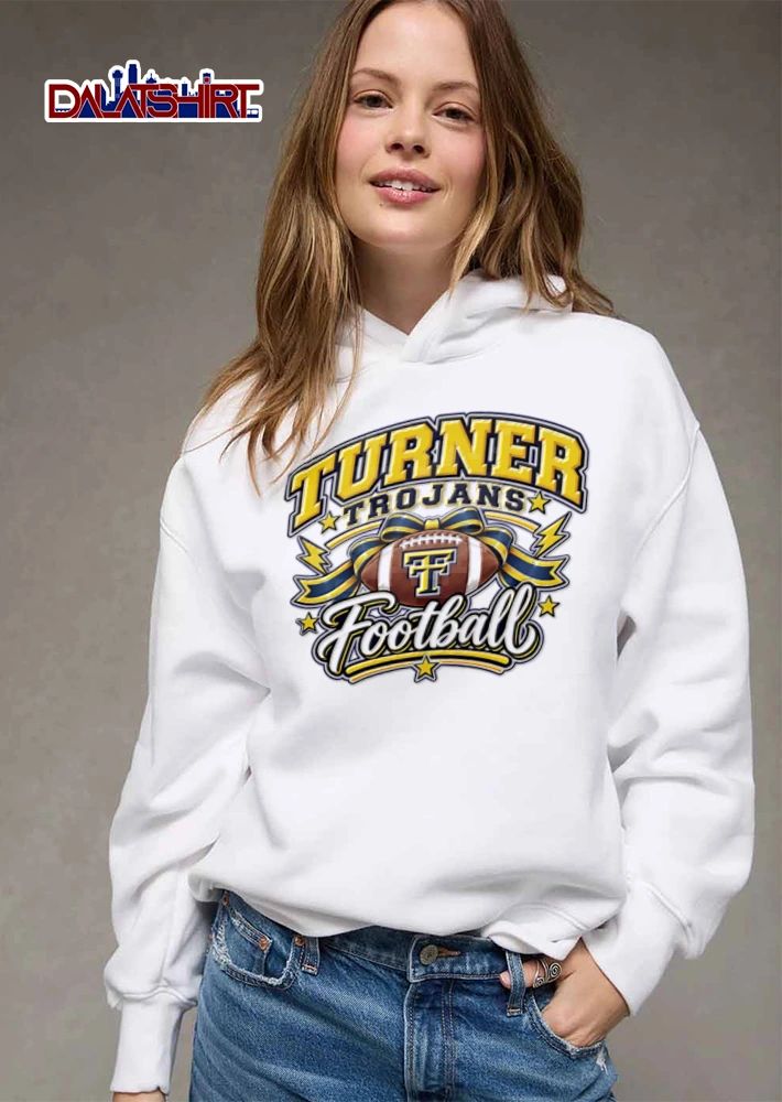 Turner Trojans Football Ribbon Bow Lightning Bolts Monogram Logo Stars shirt