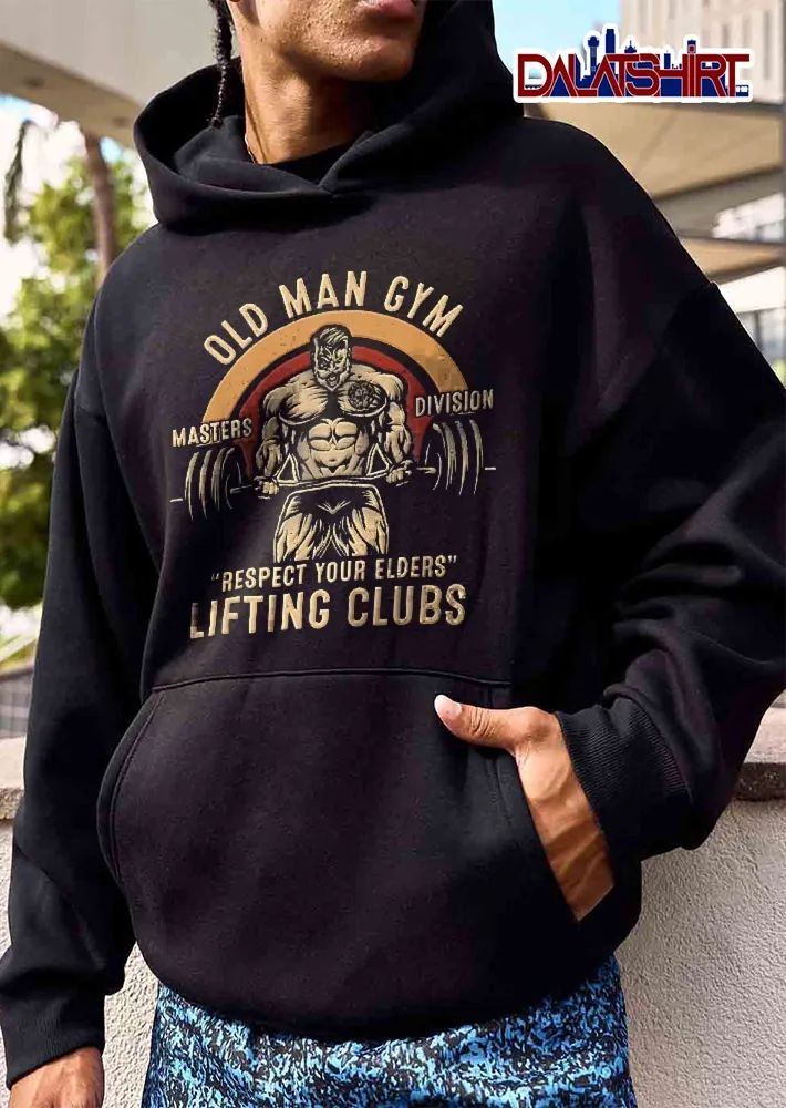 Old Man Gym Masters Division respect your Elders lifting Clubs Barbell shirt