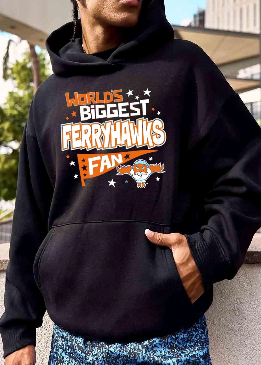 Staten Island Ferryhawks Worlds Biggest Fan Cartoon Mascot Pennant Stars shirt
