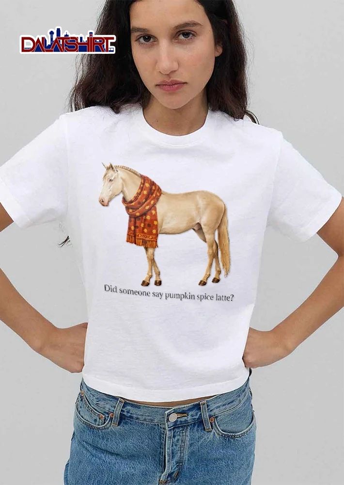 Did Someone Say Pumpkin Spice Latte Palomino Horse Wearing Autumn Leaf Scarf shirt