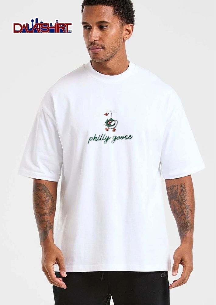Philly Goose Cartoon Bird Wearing Green Jersey Holding Football shirt