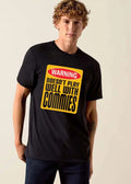 Warning Doesnt Play Well With Commies Red Oval Yellow Sign shirt