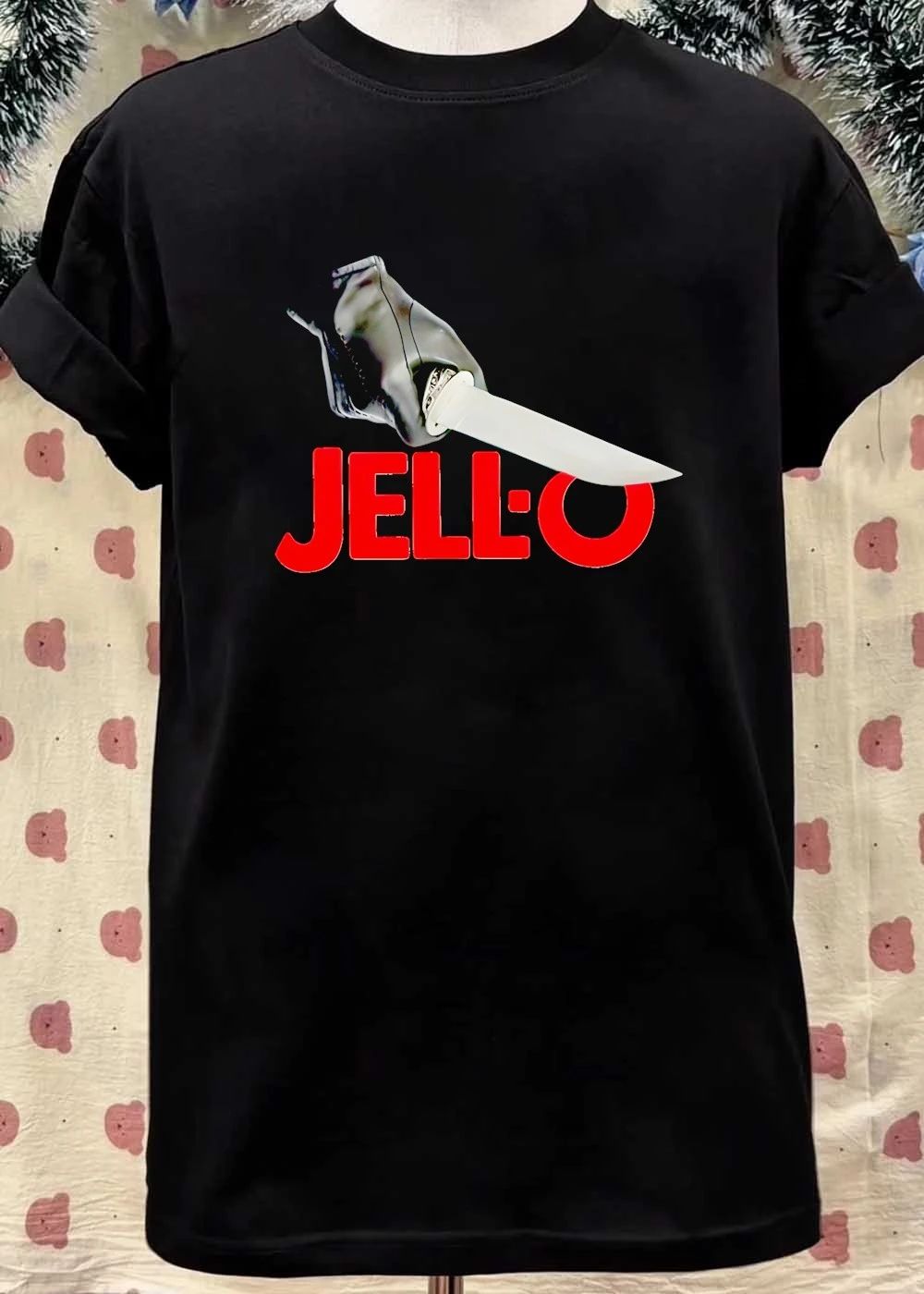 Gloved Hand Stabbing Jello Logo T-Shirt