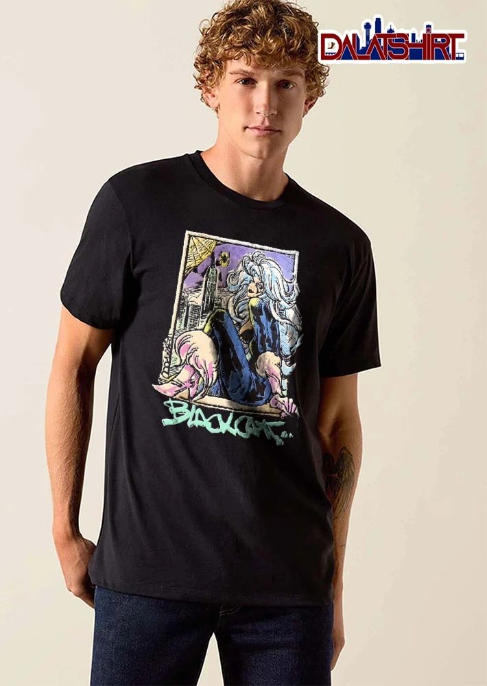 Black Cat Desarbo Woman Sitting On Ledge City Skyline shirt