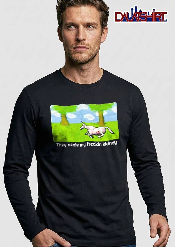 They Stole My Freakin Kidney Unicorn Lying On Grass Cartoon shirt