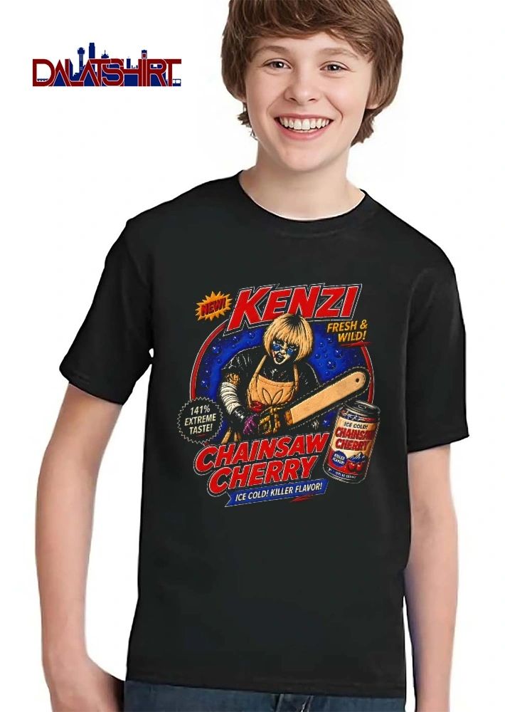Kenzi Fresh And Wild 141 Percent Extreme Taste Chainsaw Cherry Ice Cold Killer Flavor Blonde Woman Apron shirt