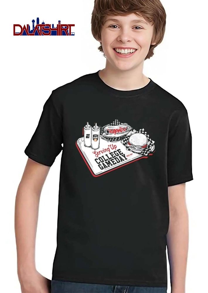 Espn NCAA Serving Up College Gameday Since 1987 Food Tray Hot Dog Burger Sketch shirt