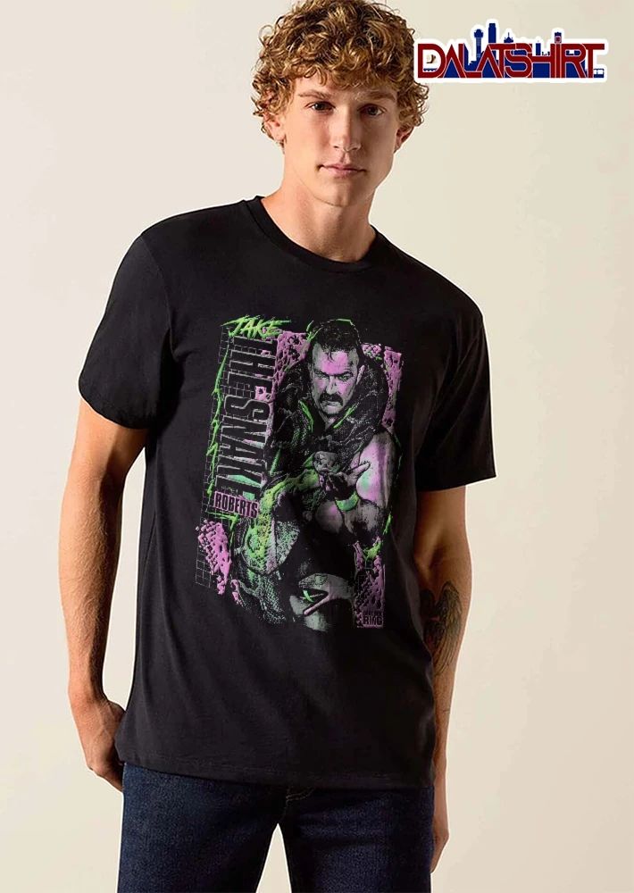 Dark Side Of The Ring Jake Snake Roberts Wrestler Python Halftone Neon shirt