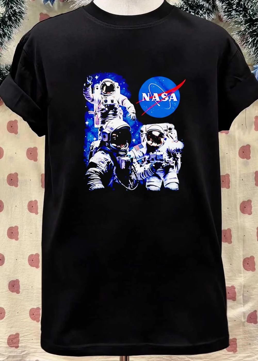 Space Exploration Three Astronauts Floating in Deep Space NASA T-Shirt