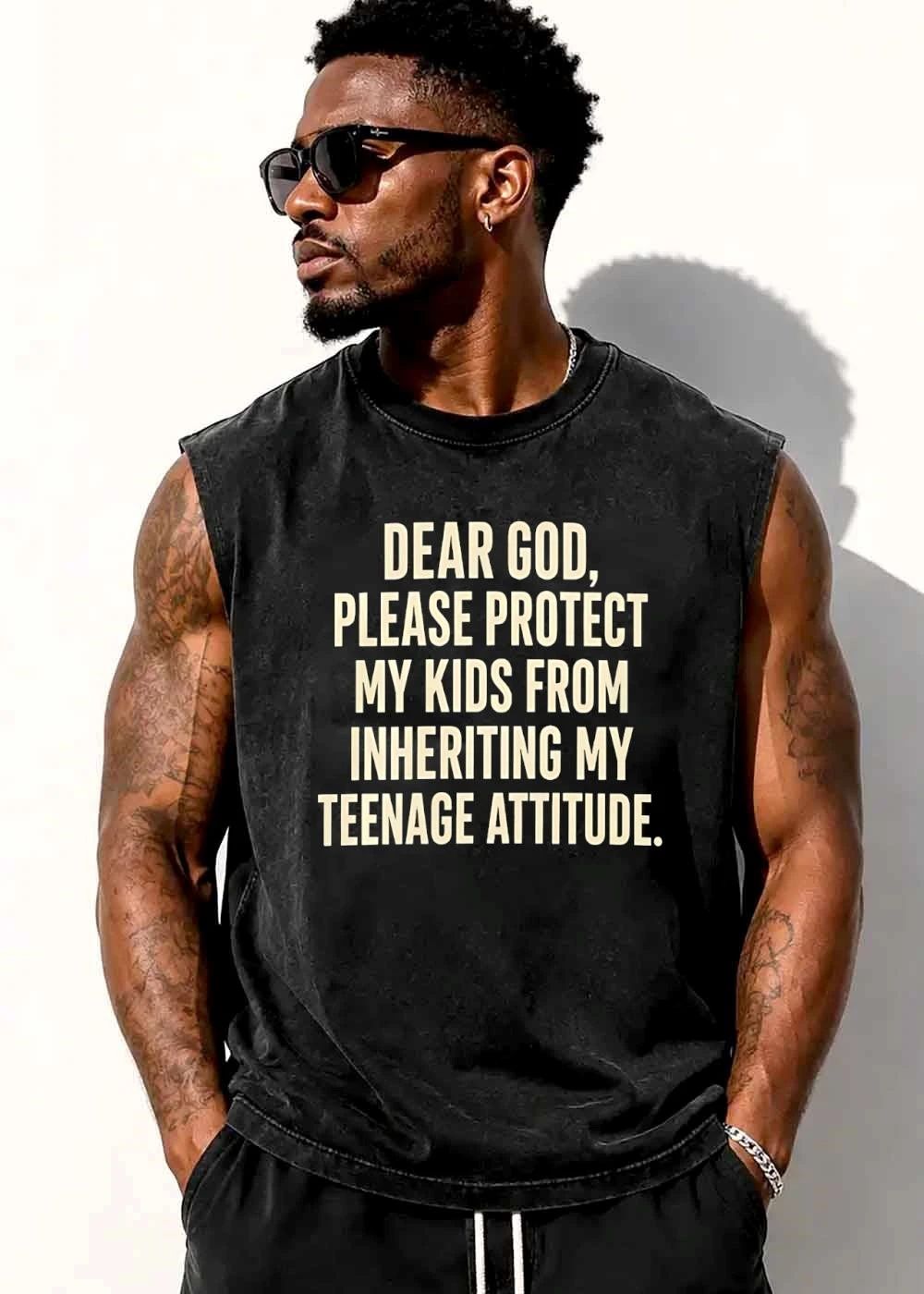 Dear God Please Protect My Kids From Inheriting Teenage Attitude Bold Text shirt