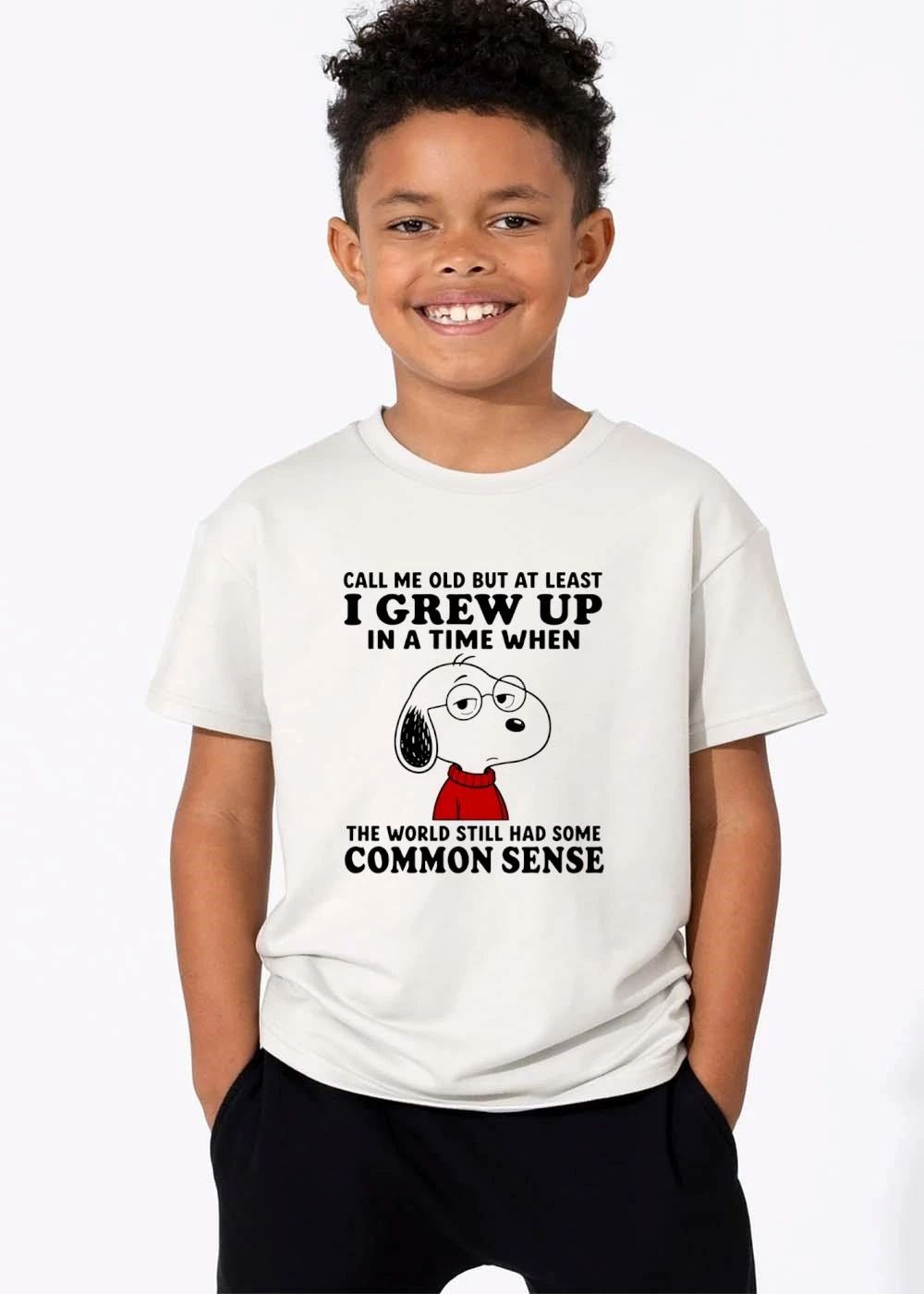 Call Me Old But At Least I Grew Up In A Time When The World Still Had Some Common Sense Cartoon Dog Glasses shirt