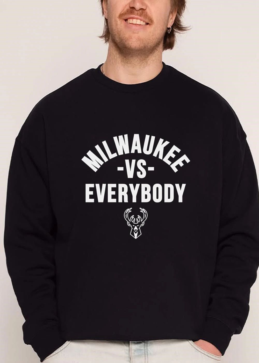 Milwaukee Bucks NBA Vs Everybody White Deer Head Logo shirt