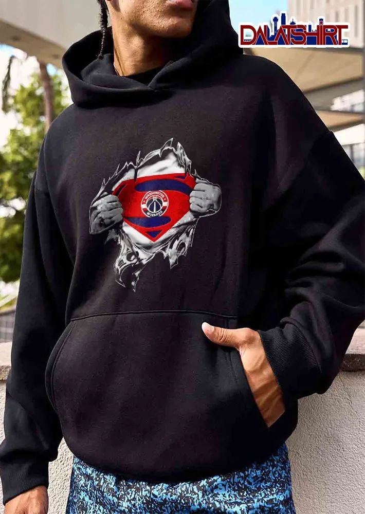 Washington Wizards NBA Hands Tearing Open Chest Superman Shield shirt