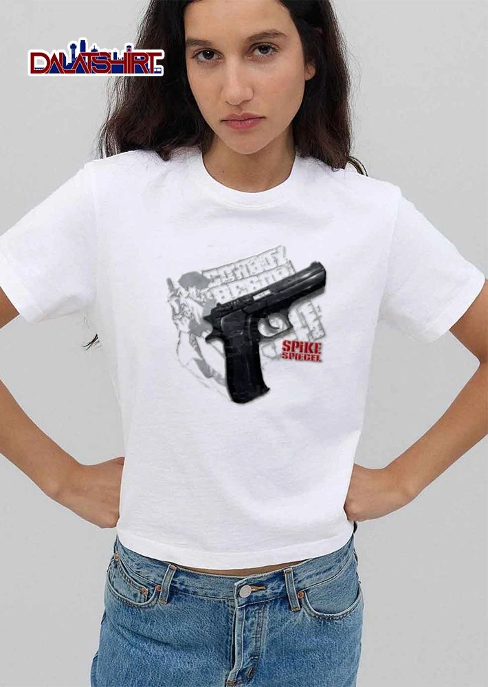Cowboy Bebop Spike Spiegel Large Pistol Anime Character Line Art shirt
