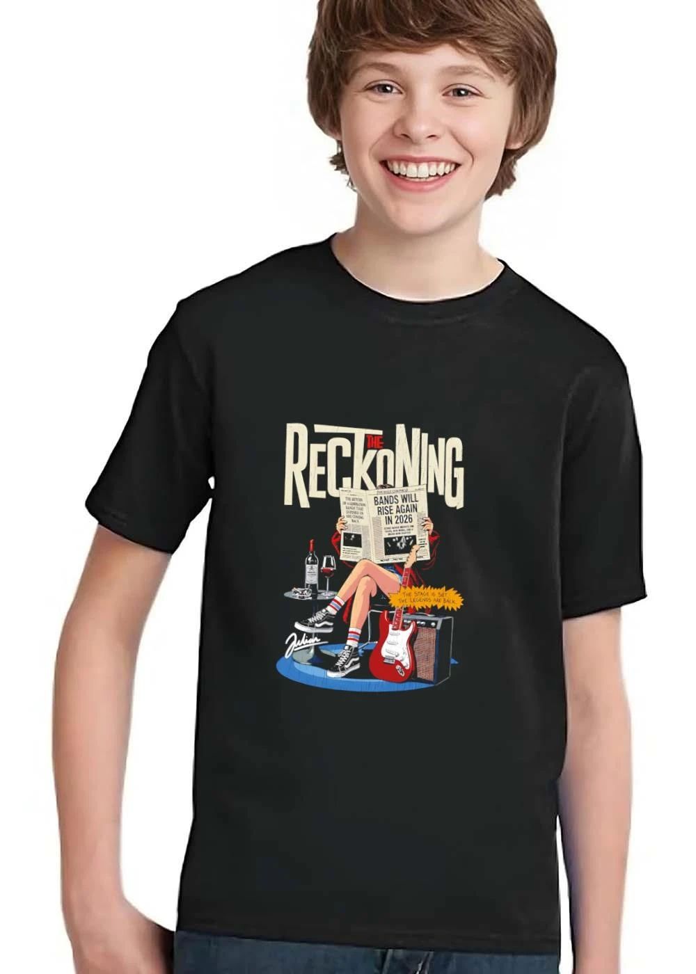 The Reckoning Bands Will Rise Again Julian 2026 Woman Reading Newspaper Red Electric Guitar Amp shirt