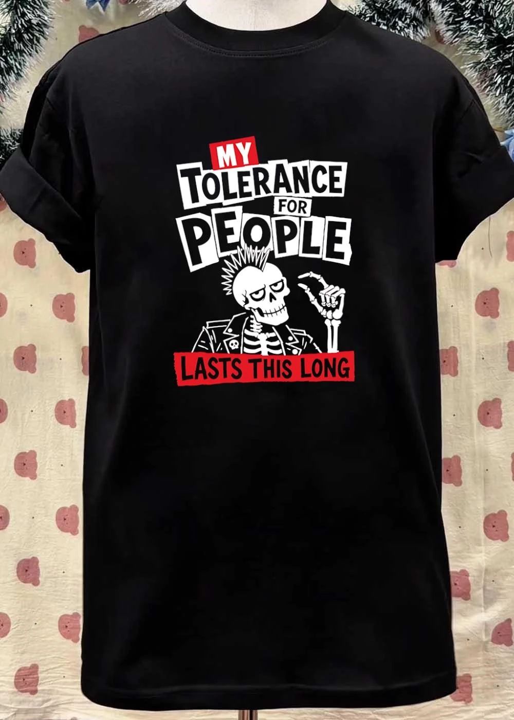 My Tolerance for People Lasts This Long Punk Skull shirt