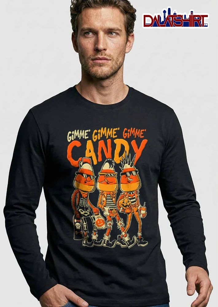 Gimme Candy Cartoon Punk Corn Characters Skeleton Halloween shirt