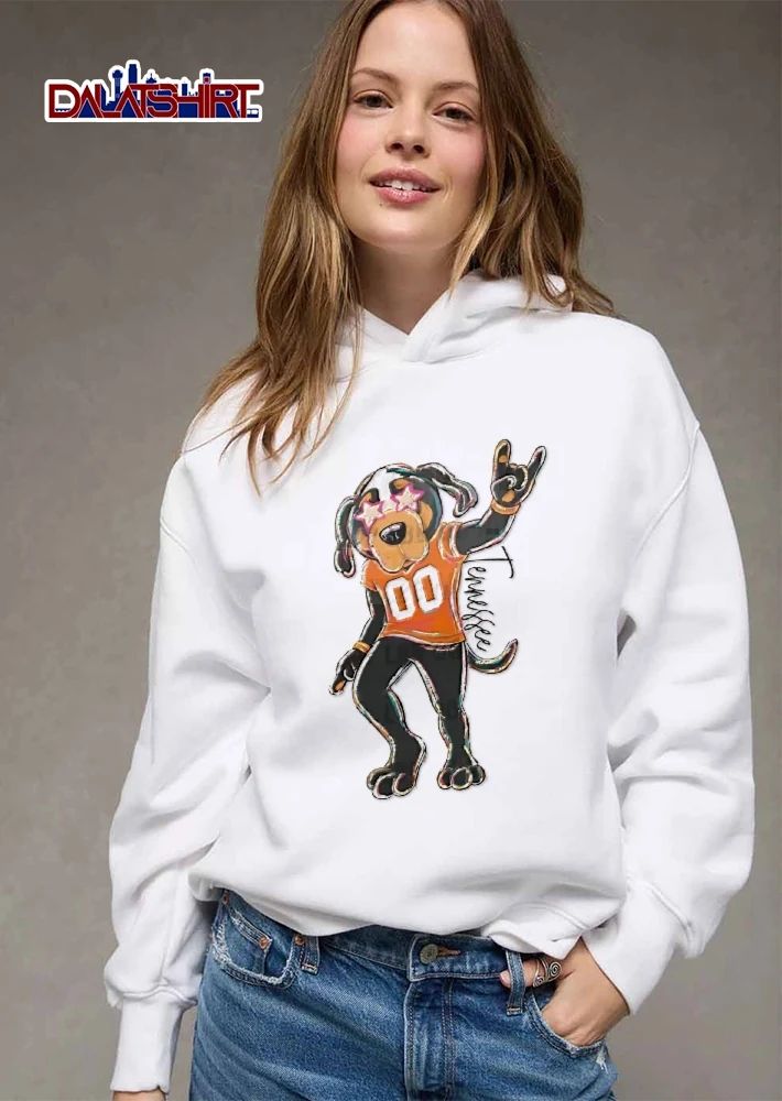 Tennessee Volunteers NCAA Cartoon Coonhound Mascot Star Glasses Orange Jersey shirt
