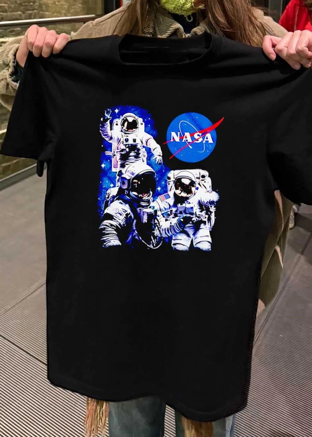Space Exploration Three Astronauts Floating in Deep Space NASA T-Shirt