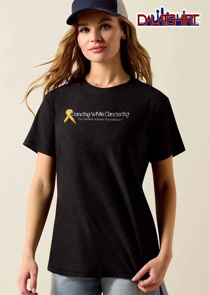 Dancing While Cancering The Maddie Kramer Foundation Yellow Awareness Ribbon Pink Musical Note shirt