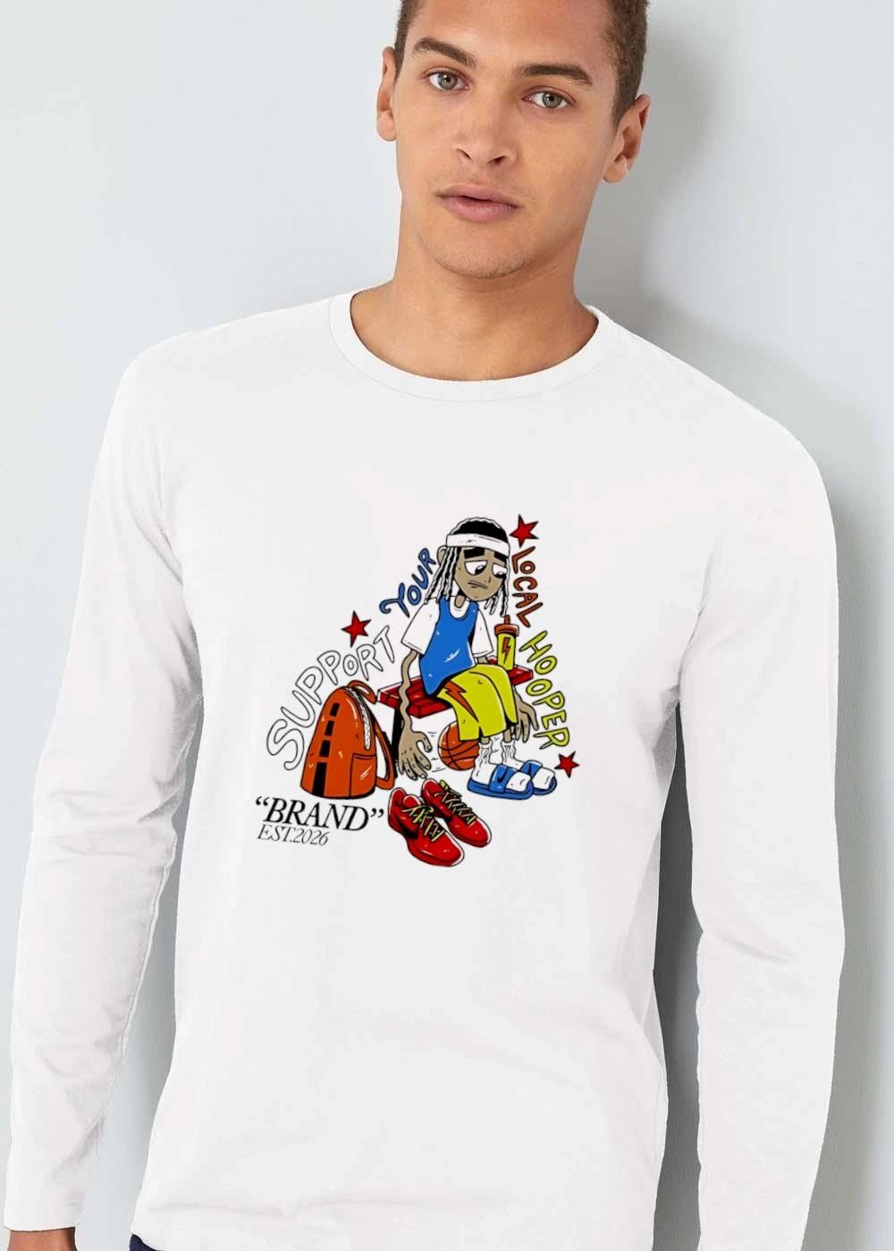 Brand Support Your Local Hooper Est 2026 Cartoon Basketball Player Bench Backpack Red Shoes shirt