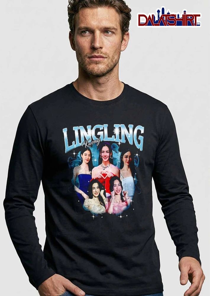 Lingling Kwong Vintage 90s Bootleg Woman Photo Collage Blue Smoke Sparkles shirt