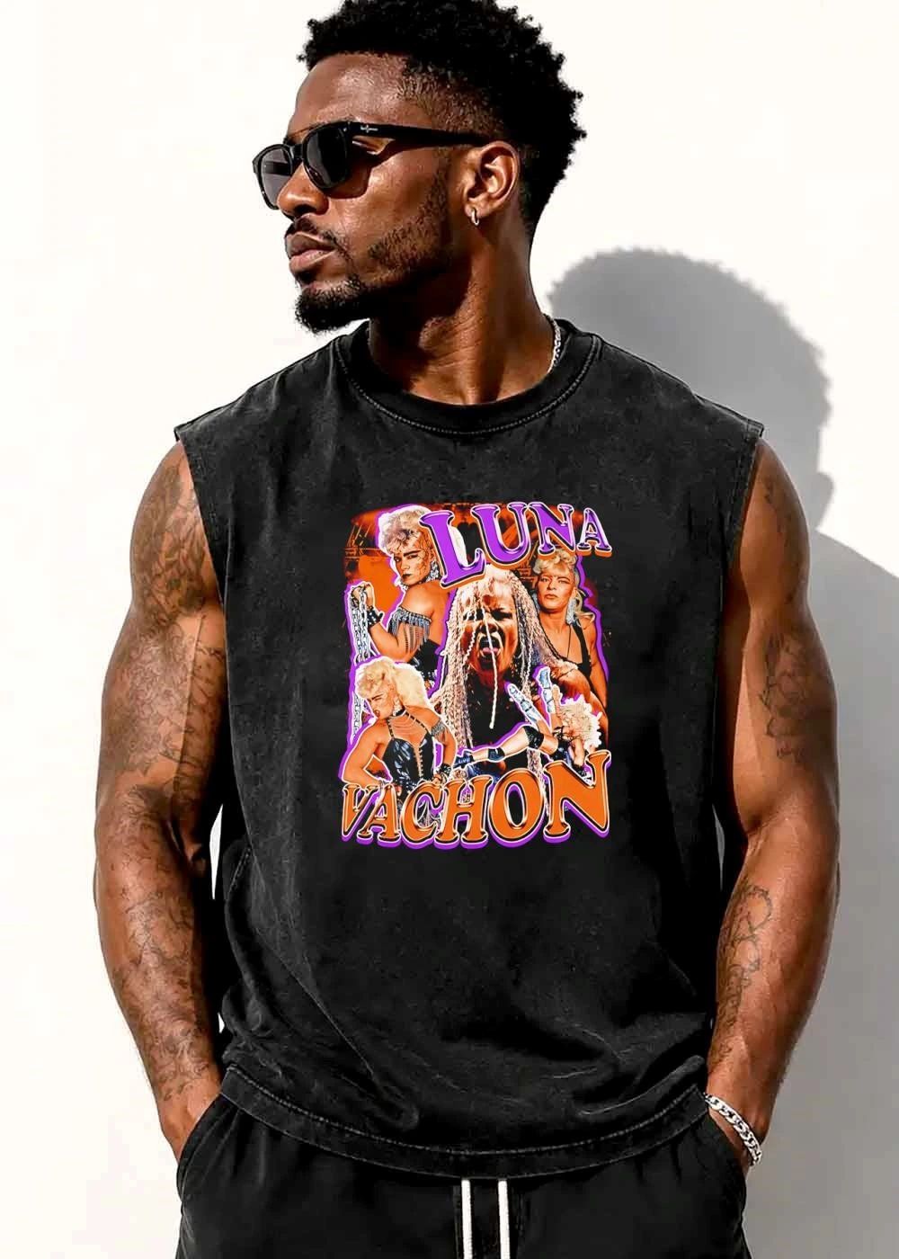 Luna Vachon Bootleg Retro Photo Collage Wrestler Screaming Action Poses shirt