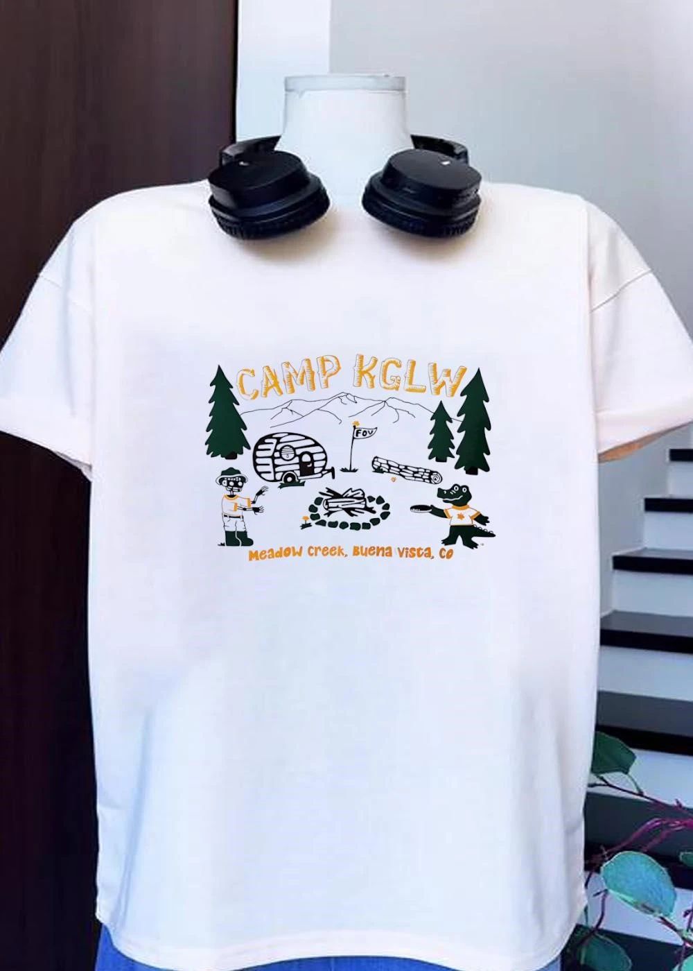 Meadow Creek Buena Vista CO Camp KGLW Skeleton Gator Camping Disc Golf T-Shirt