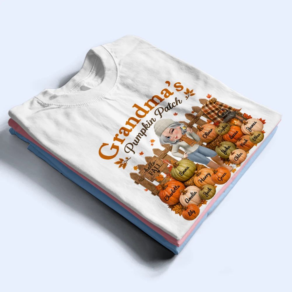 Grandma's Pumpkin Patch Fall Vibes - Personalized T Shirt