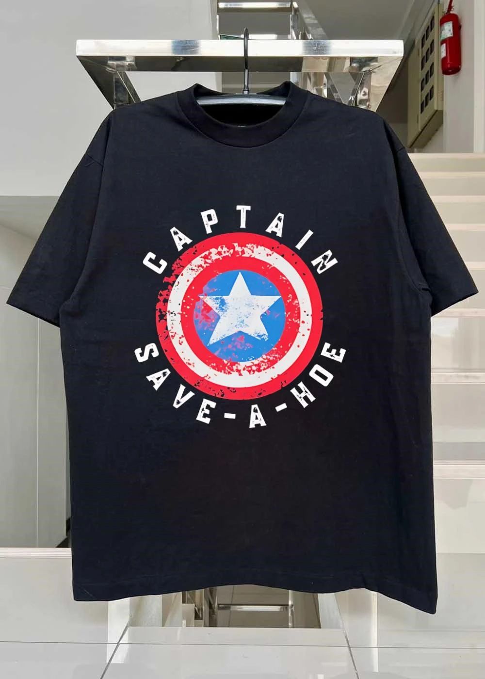 Captain Save-a-hoe Shield Logo Graphic T-Shirt