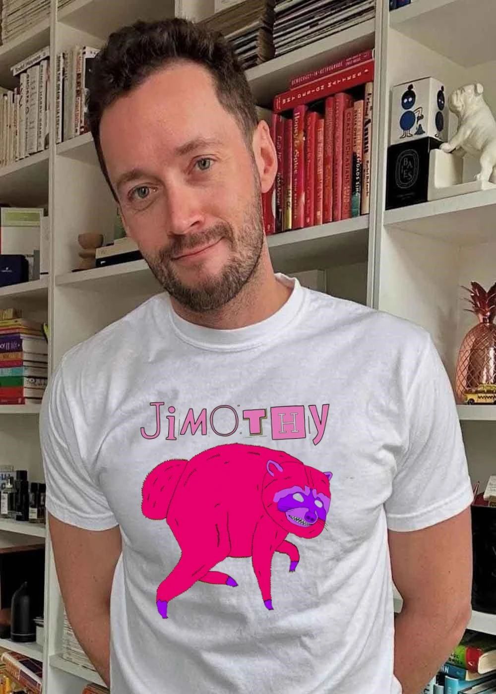 Jimothy Pink Raccoon Illustration Shirt