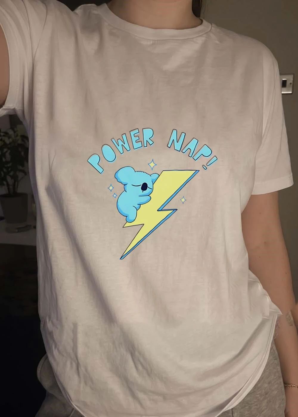 Cute Koala Resting on Lightning Power Nap shirt